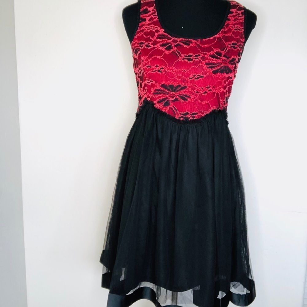AREVE Red Black Lace Dress NWT S - Picture 2 of 9